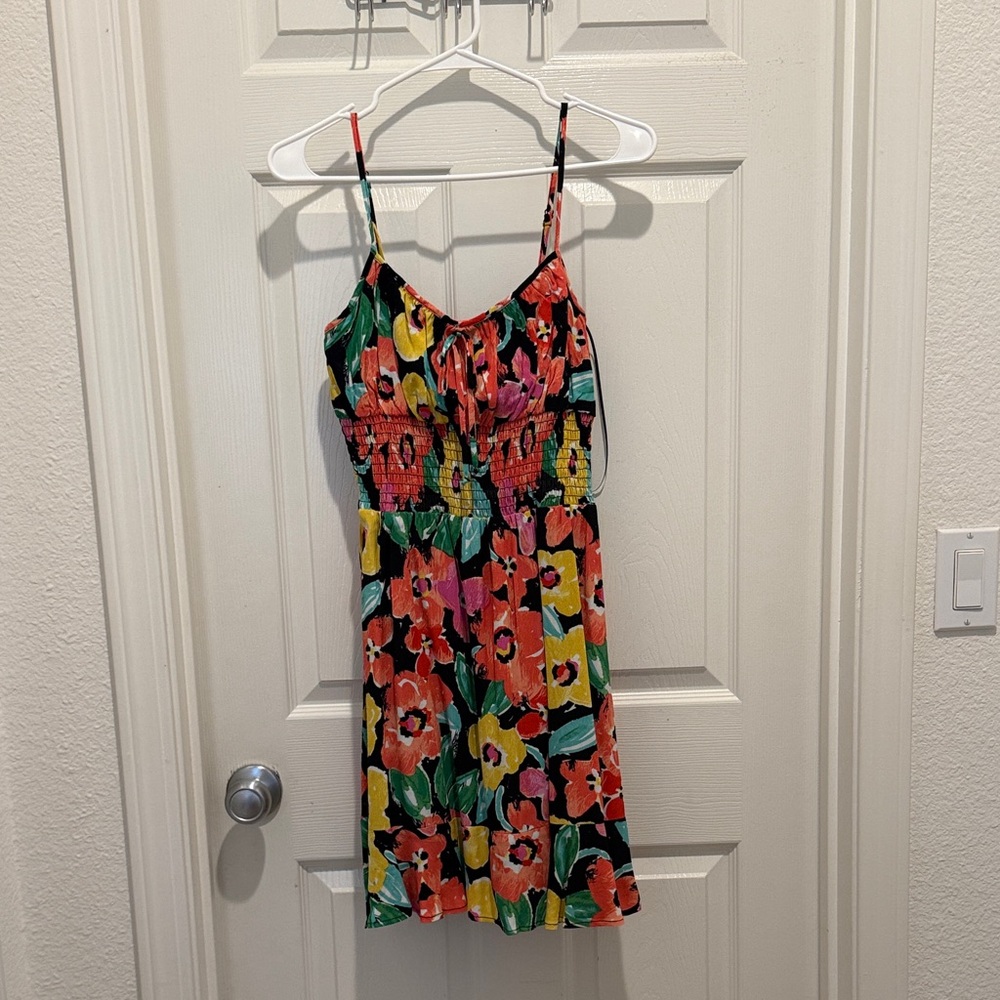 GB summer dress Floral Spaghetti Strap Dress in Black, Red, Yellow, Green